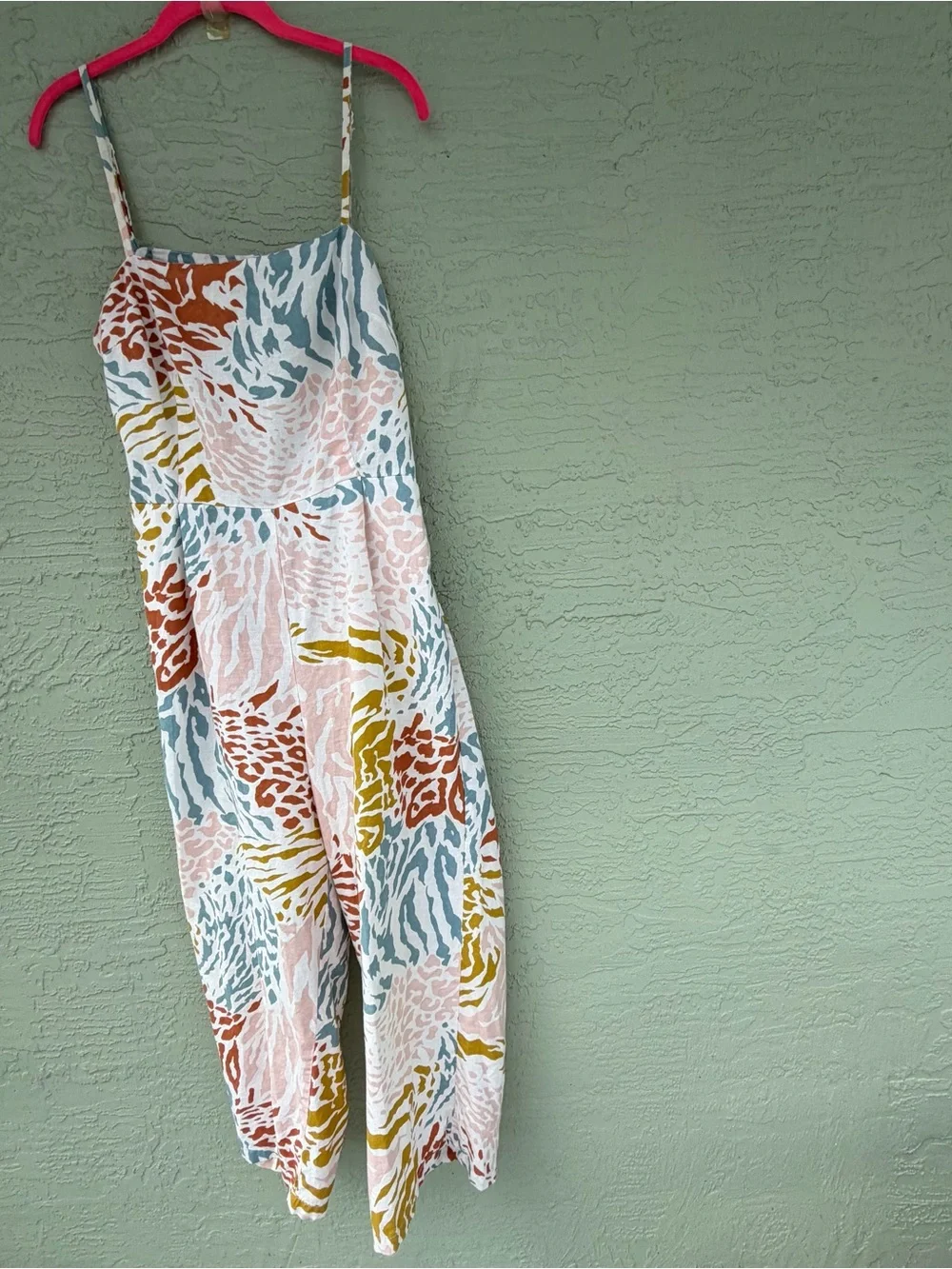ASOS Multicolor Printed Jumpsuit in Pastel Pink, Teal & Mustard